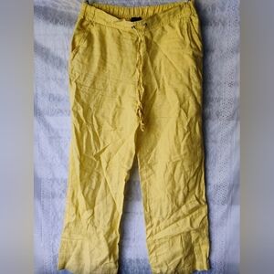 Vince Camuto Yellow Wide Leg Linen Pants
